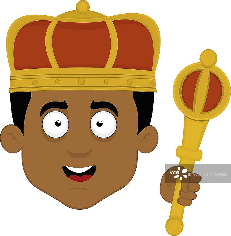 国王头像、卡通皇冠、权杖矢量素材图片素材