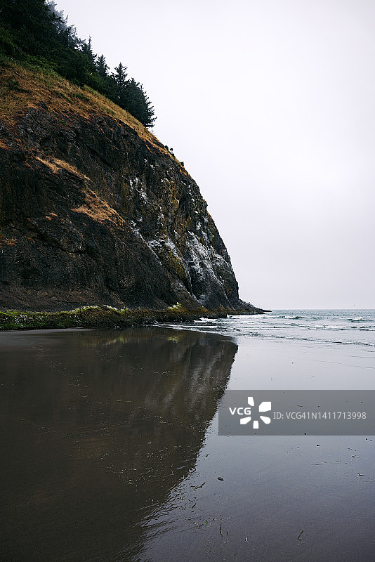 华盛顿州多雾的太平洋海岸线图片素材