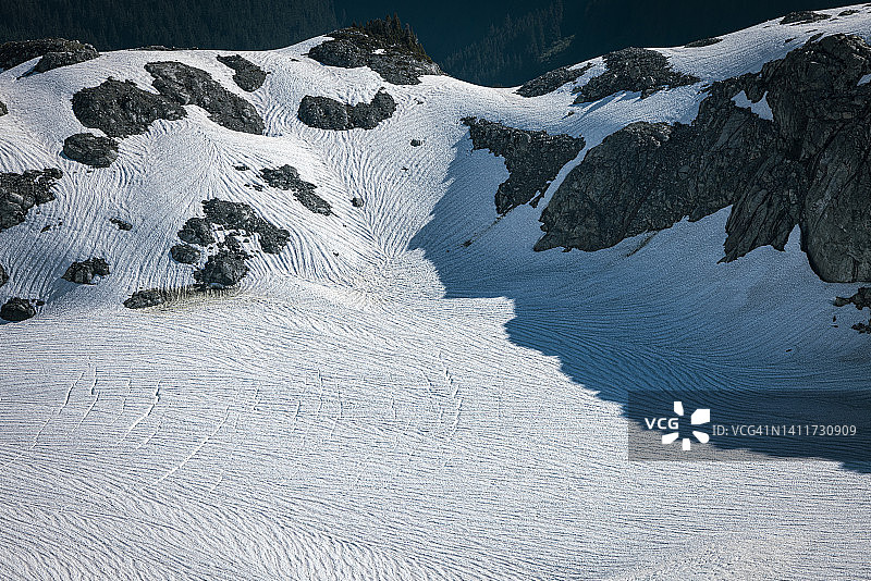 不列颠哥伦比亚省大型冰川的航拍视角图片素材