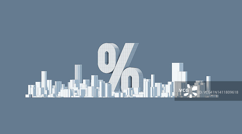 百分号形状的摩天大楼图片素材