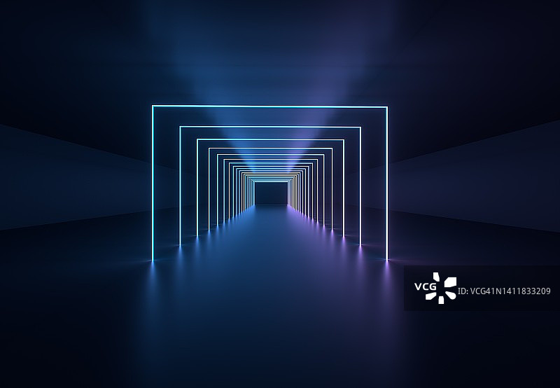 抽象霓虹灯背景，3d渲染图片素材