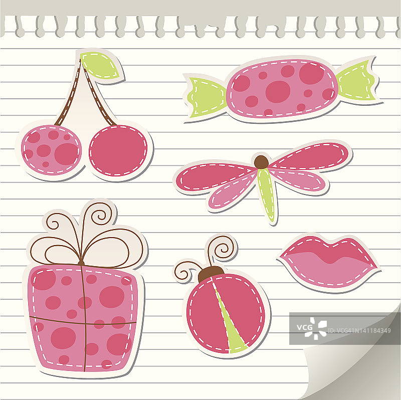 可爱的粉色贴纸图片素材