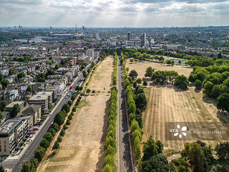 伦敦芬斯伯里公园夏季鸟瞰图片素材