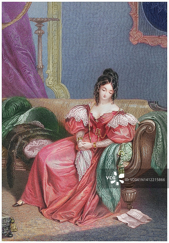 E. T. Parris的“初恋”旧版画图片素材