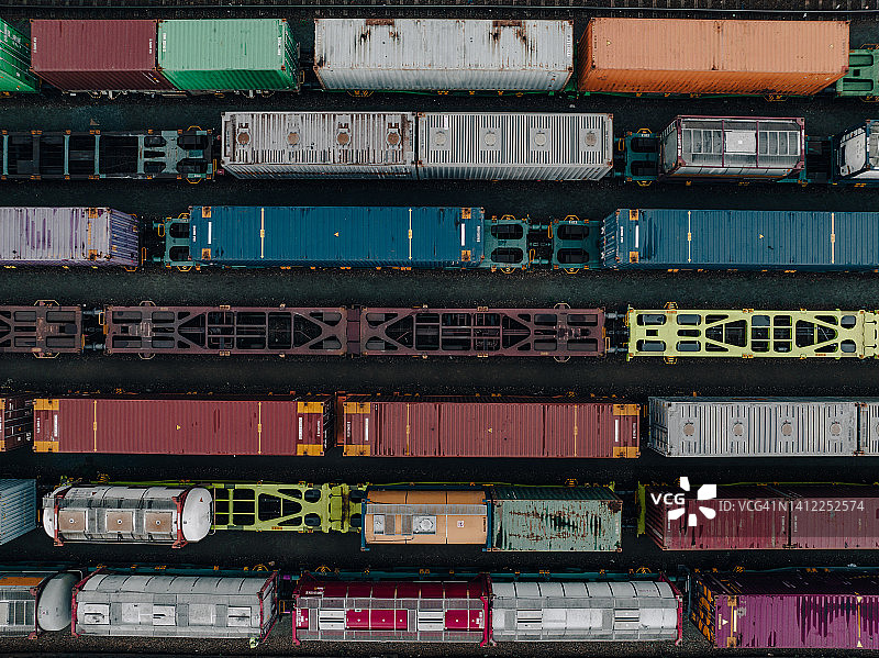 比利时安特卫普货运列车航拍特写图片素材