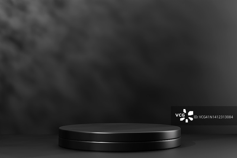 深色背景上形成圆柱体的两个黑色讲台图片素材