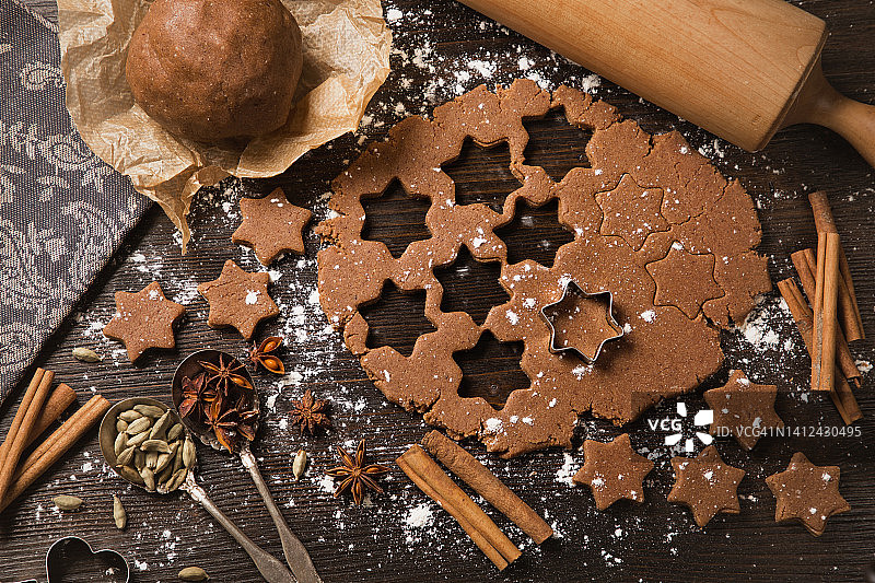 姜饼、模具和食材图片素材