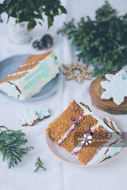姜饼分层蛋糕切片图片素材