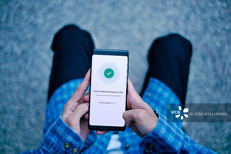 手机支付俯视图图片素材