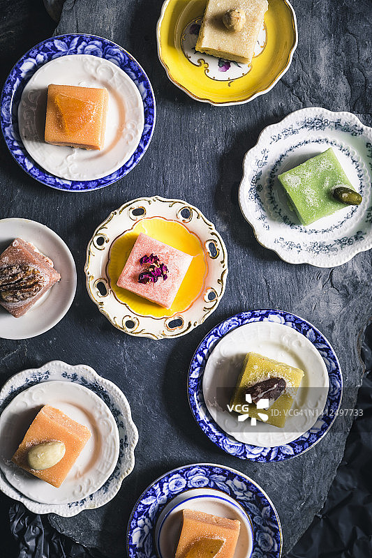 维也纳Fruth糕点店的杏仁蛋白软糖甜点图片素材