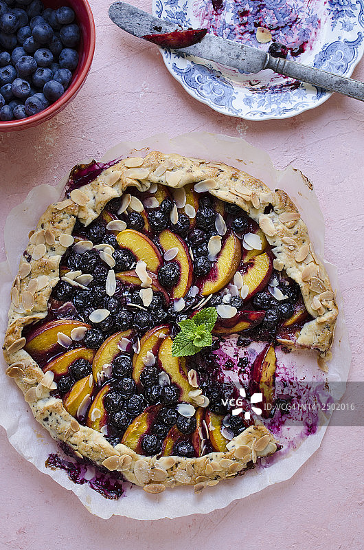 桃子蓝莓派图片素材