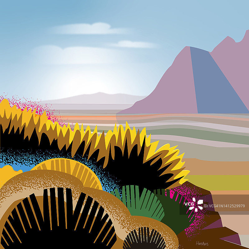 偏远抽象的沙漠插画图片素材