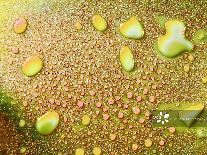 黄色背景上的小水滴和水花图片素材