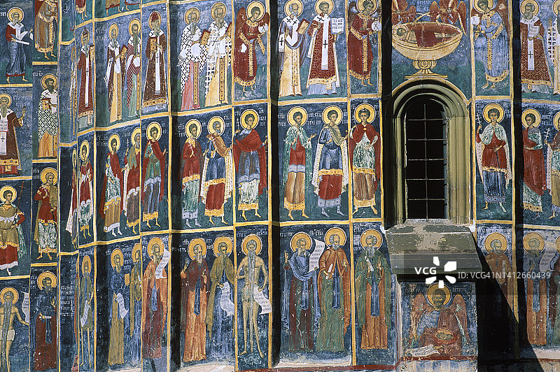 罗马尼亚苏切维察修道院的宗教壁画图片素材