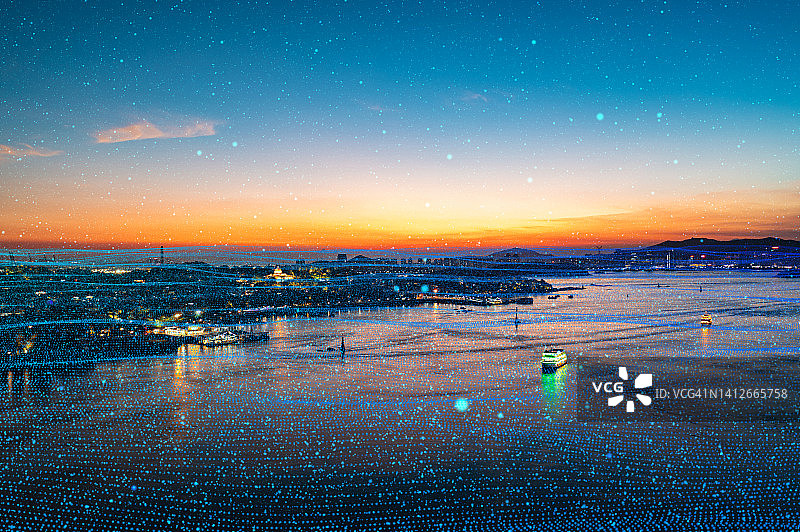 城市网络大数据与通信概念图片素材