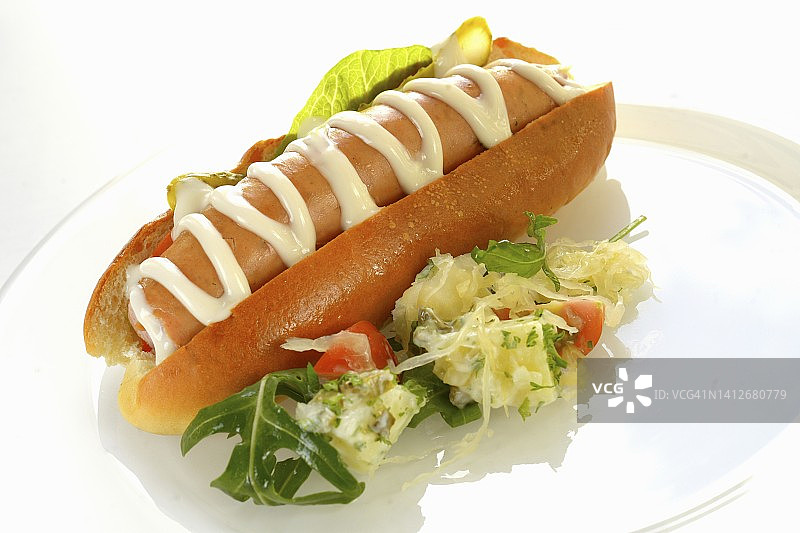 蛋黄酱沙拉热狗图片素材