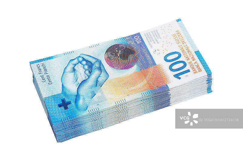 堆叠的100瑞士法郎纸币图片素材