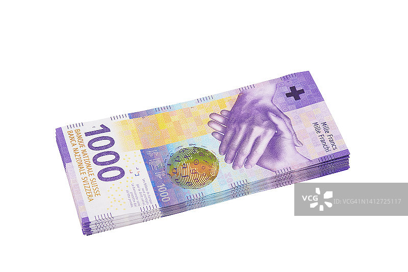 堆叠的1000瑞士法郎纸币图片素材