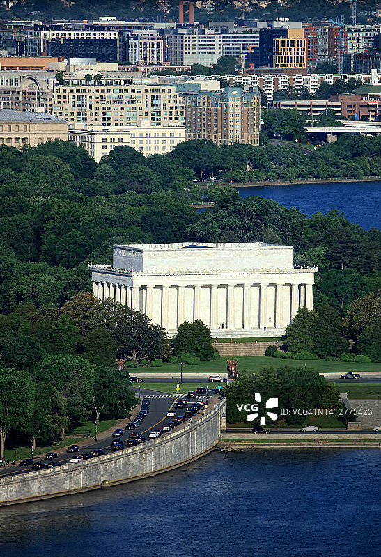 林肯纪念堂和波托马克河鸟瞰图 - 华盛顿特区图片素材