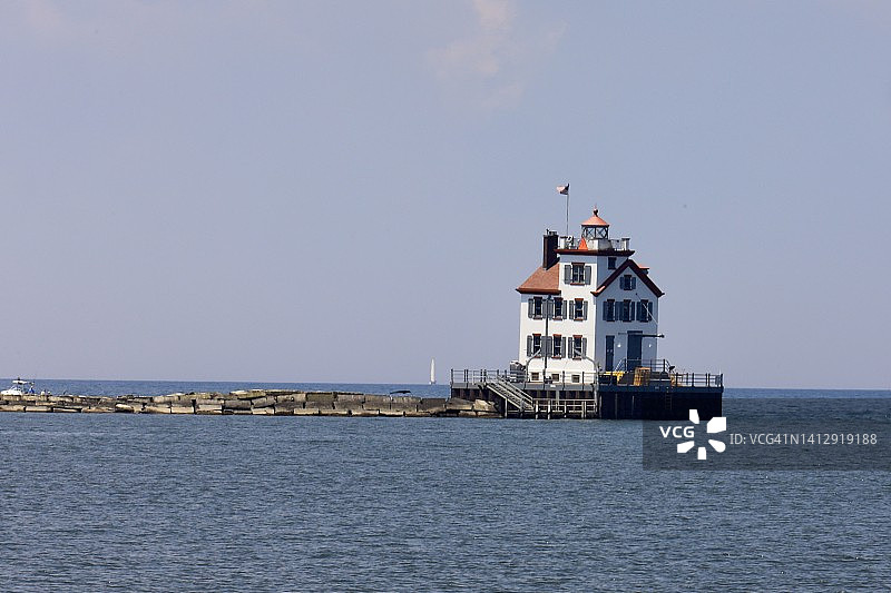 海港中著名的灯塔图片素材