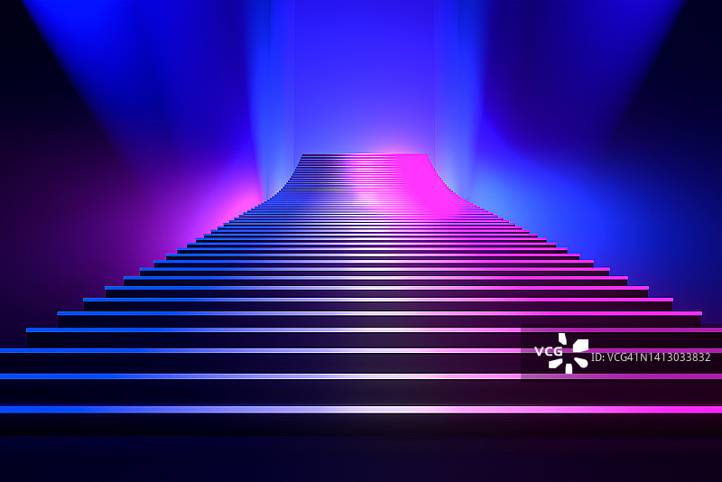 赛博朋克阶梯3D渲染图片素材