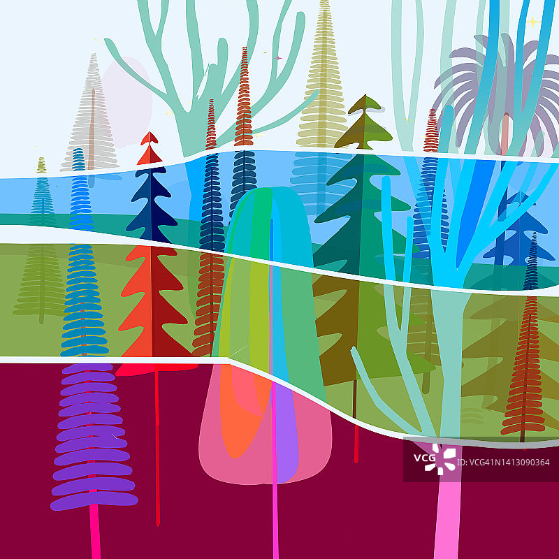 抽象森林数字插画图片素材