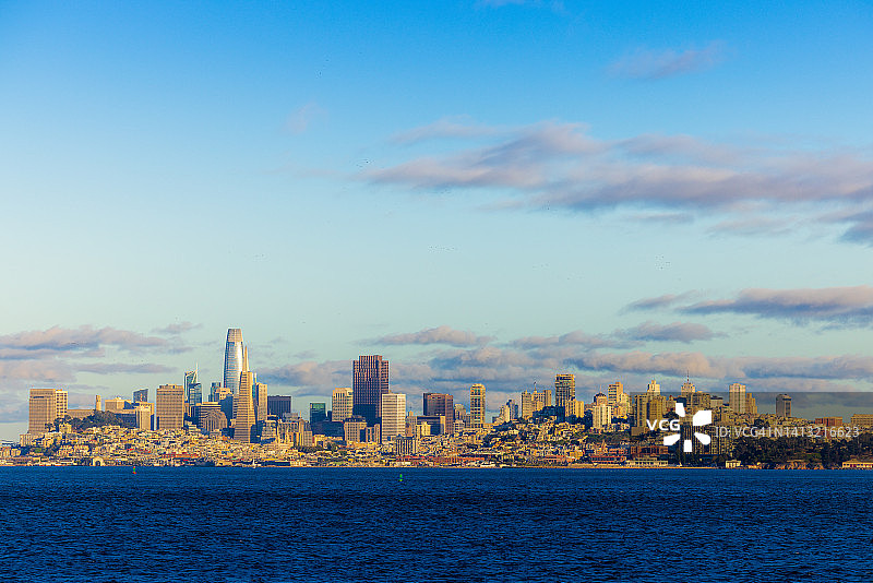 旧金山市区天际线日落景色图片素材