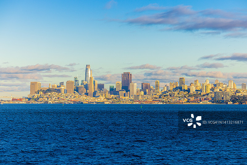 旧金山市区天际线日落景色图片素材