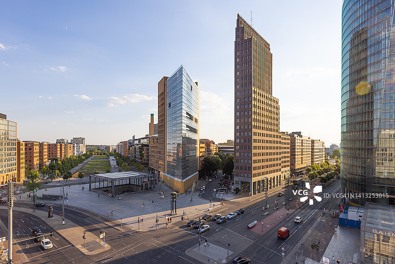 柏林市中心波茨坦广场高角度景观图片素材