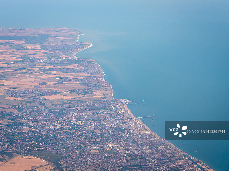 英格兰布莱顿南海岸高空航拍图片素材