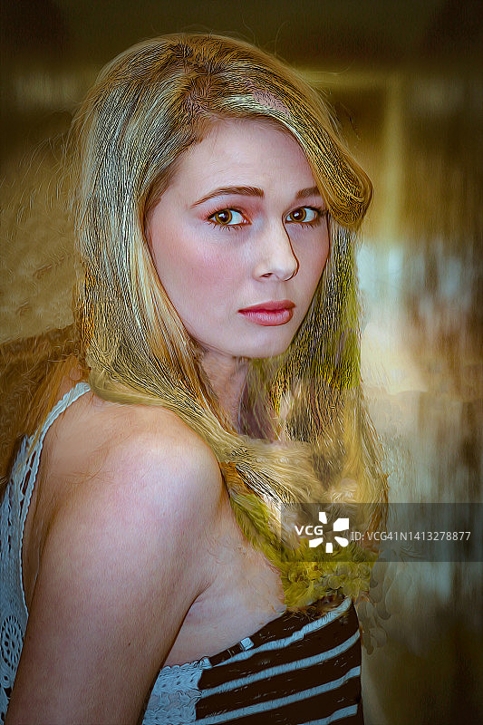 加州金发女郎的侧面一瞥图片素材