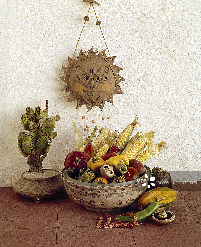 玉米、洋葱、南瓜和辣椒图片素材