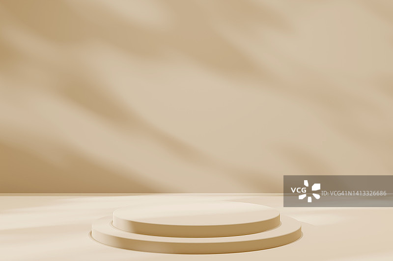 带自然阴影的米色领奖台：完美的产品展示平台图片素材