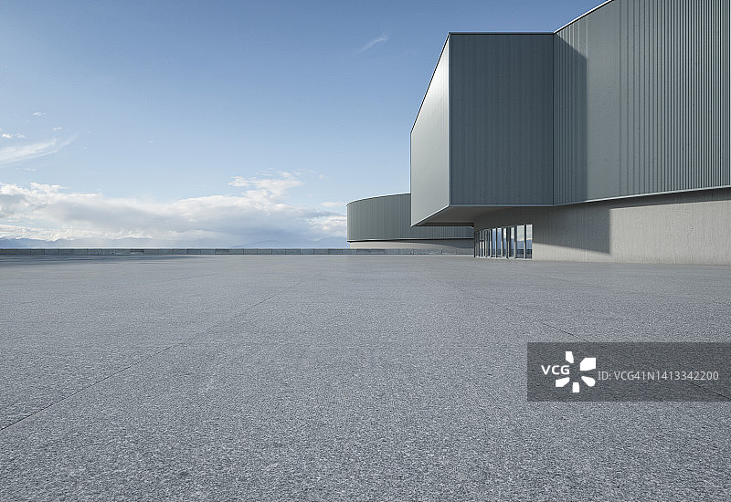 抽象建筑前的空旷广场图片素材