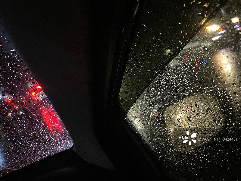 雨中的汽车后视镜图片素材