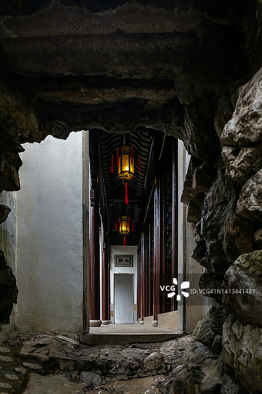 中国苏州狮子林公园入口图片素材