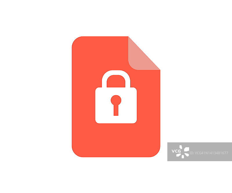 带有锁的文档矢量扁平图标图片素材