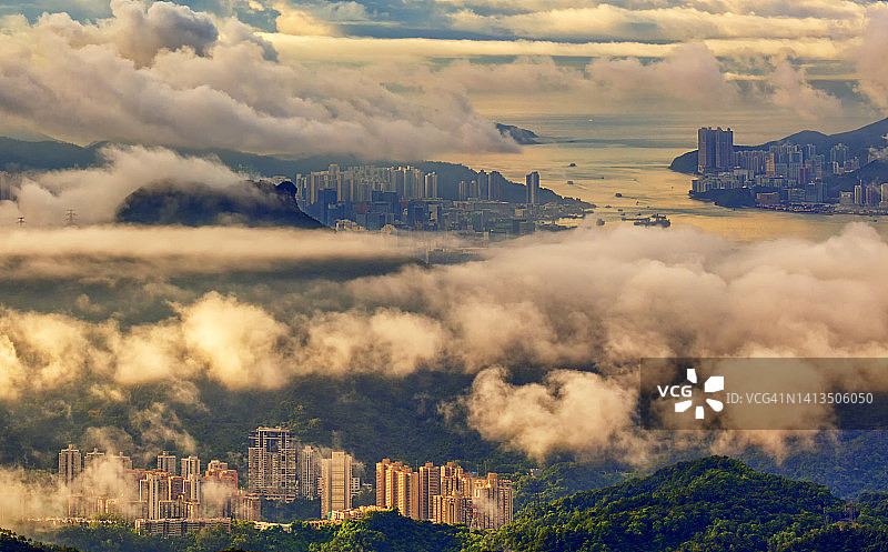 巨型石狮守护香港图片素材