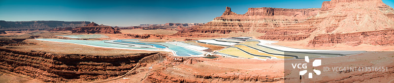 犹他州摩押附近钾盐矿鸟瞰全景图片素材