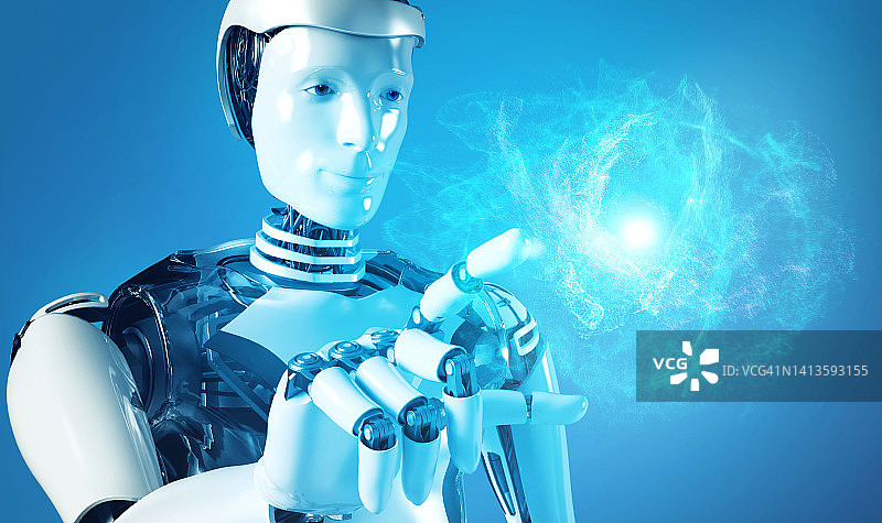 机器人触摸虚拟数据图片素材