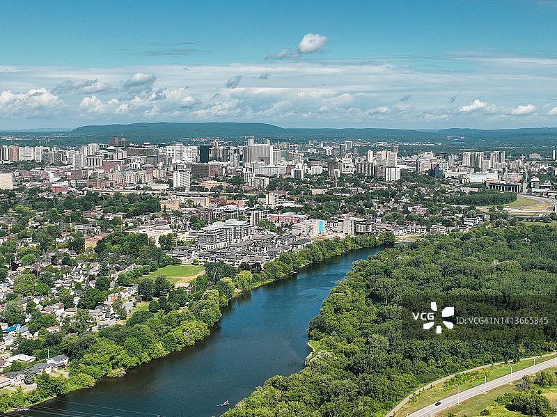 渥太华老城区东部区域空中俯瞰，加拿大安大略省渥太华图片素材