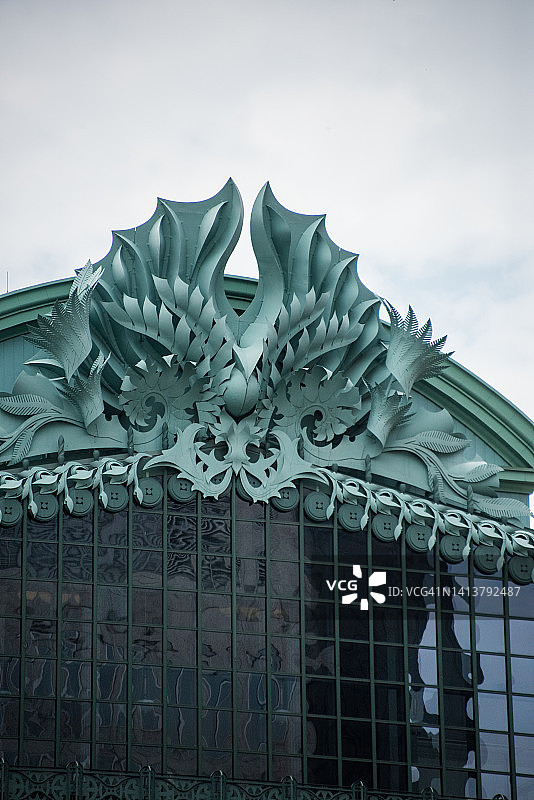 芝加哥哈罗德·华盛顿图书馆屋顶上的种子荚装饰图片素材