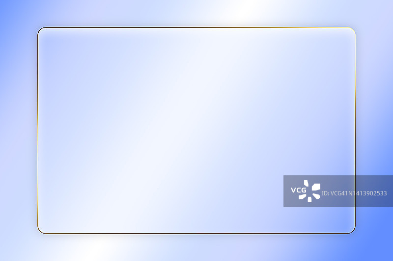 带金色边框的蓝色渐变玻璃变形效果图片素材
