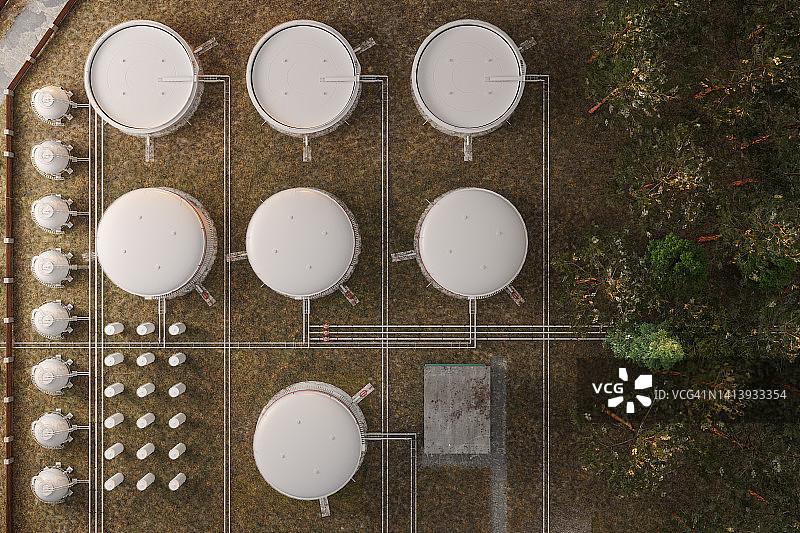 带储气罐的天然气石油化工厂航拍图片素材