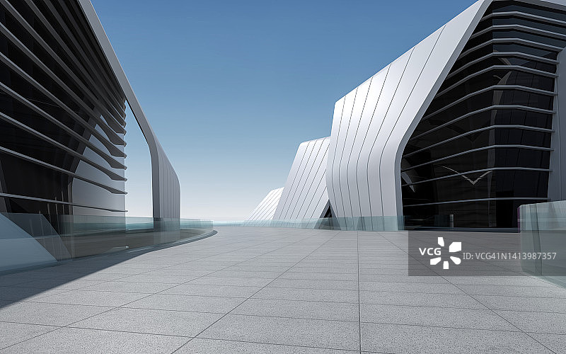 现代建筑的空旷广场正面图片素材