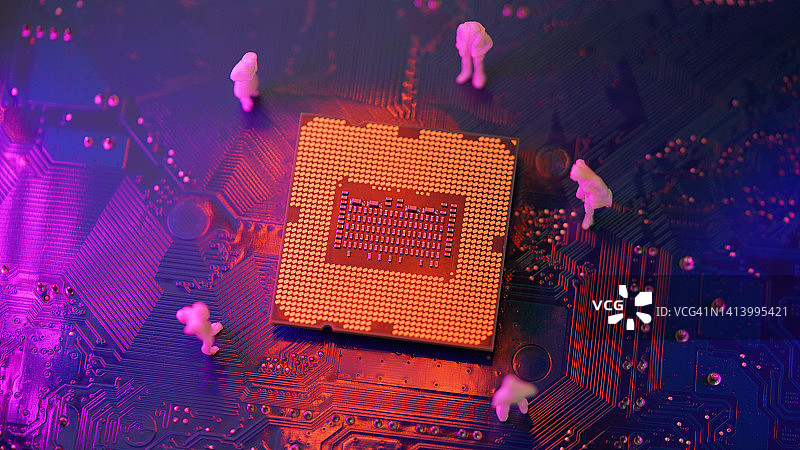 计算芯片与社区技术概念照片图片素材