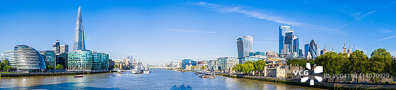 俯瞰泰晤士河南岸的伦敦塔楼城市摩天大楼全景图片素材