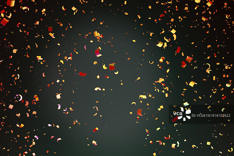 浅黑色背景上的彩色纸屑，节日产品展示背景，设计文案区域图片素材