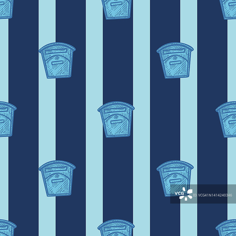 雕刻邮箱无缝图案，手绘复古信箱图片素材