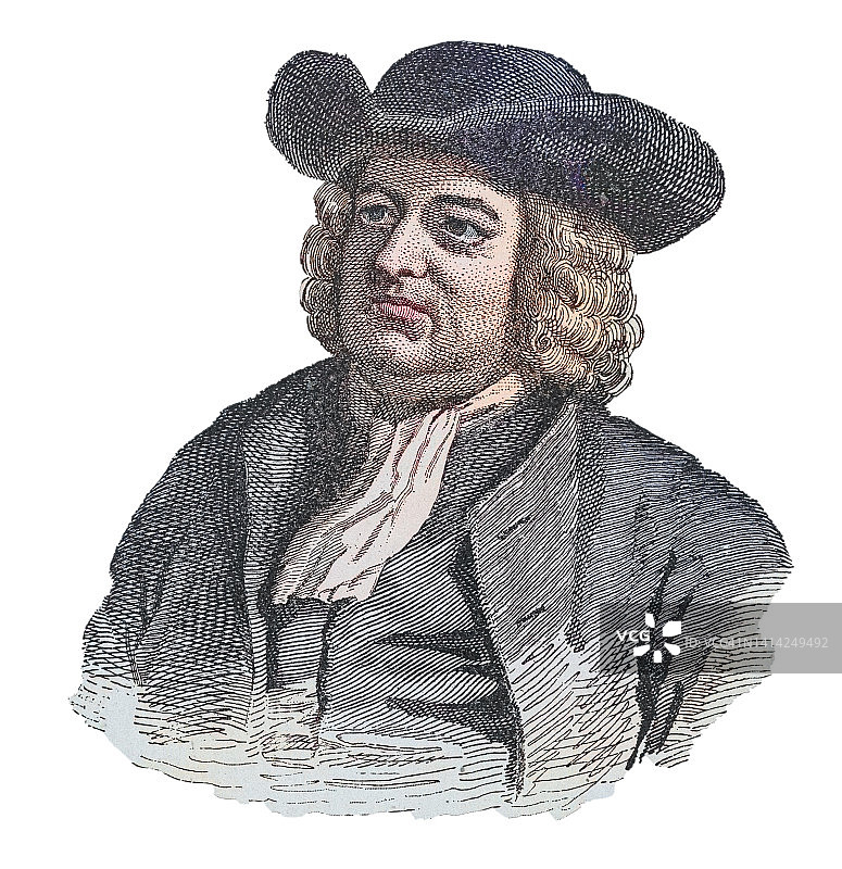 宾夕法尼亚州创始人威廉·佩恩肖像图片素材